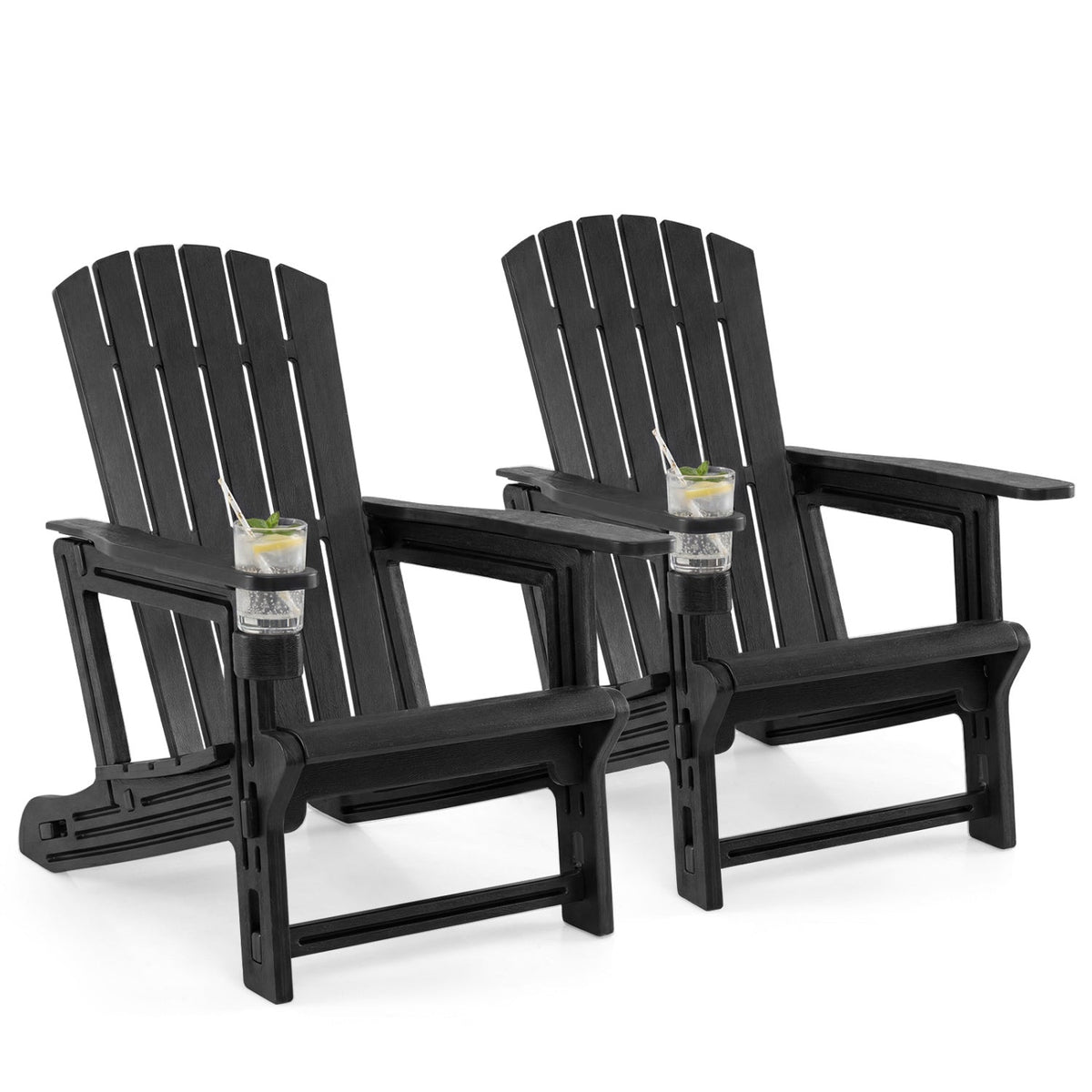 Adirondack Chairs Set of 2 HDPE with Cup Holders 3