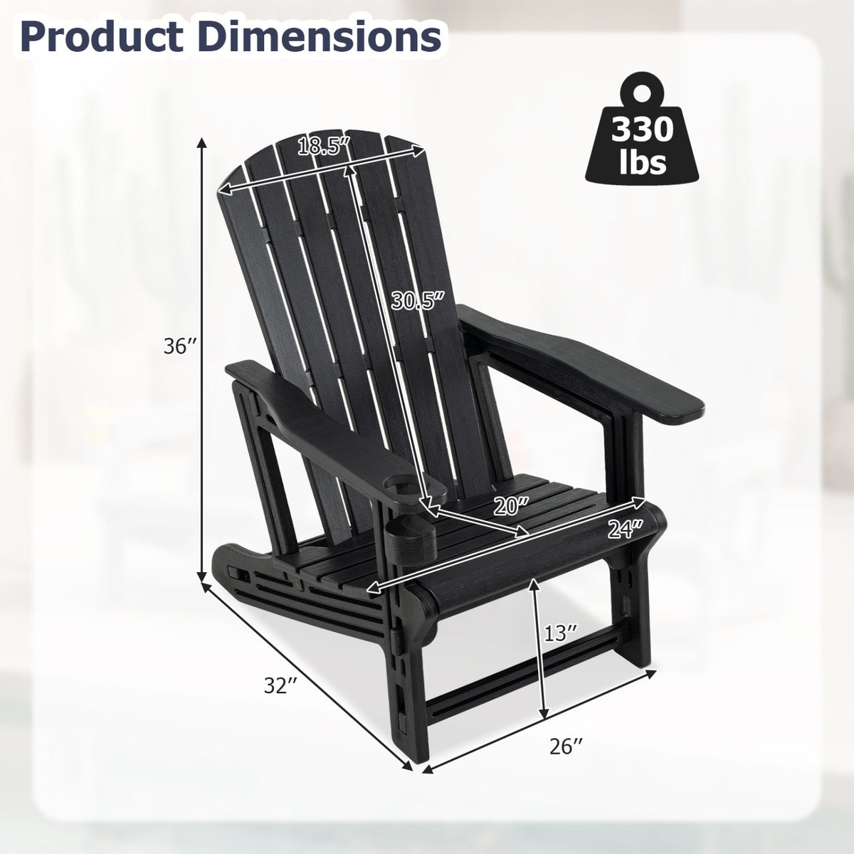 Adirondack Chairs Set of 2 HDPE with Cup Holders 5