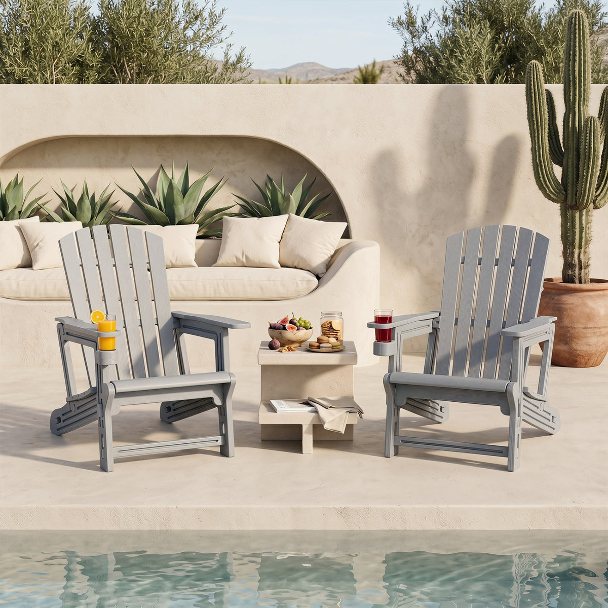 Adirondack Chairs Set of 2 HDPE with Cup Holders 10