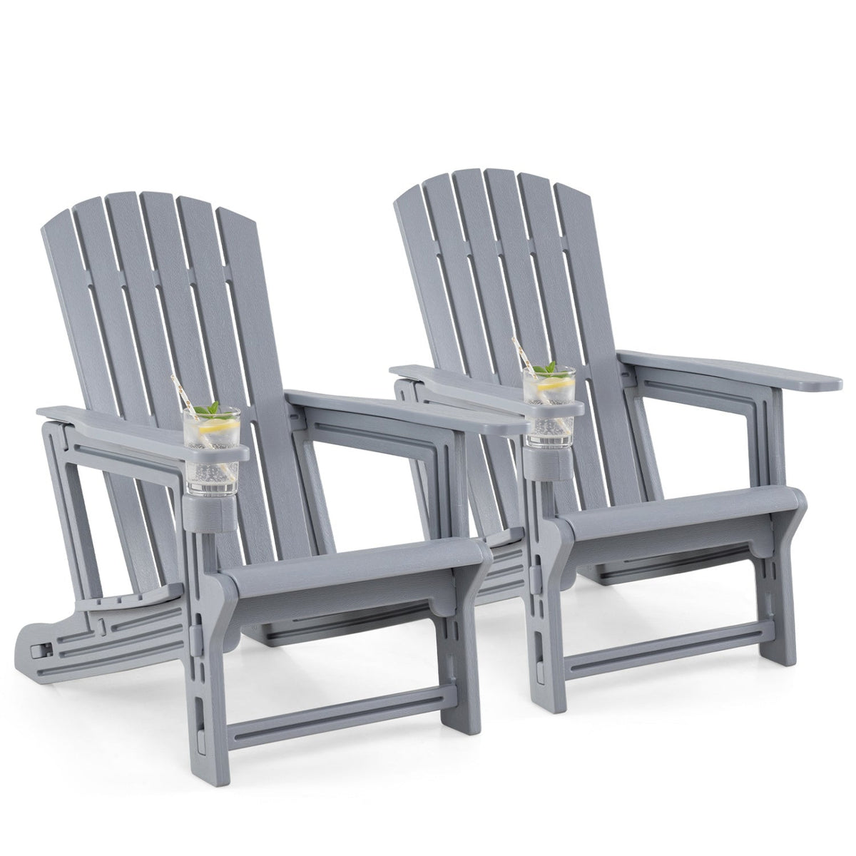 Adirondack Chairs Set of 2 HDPE with Cup Holders 11
