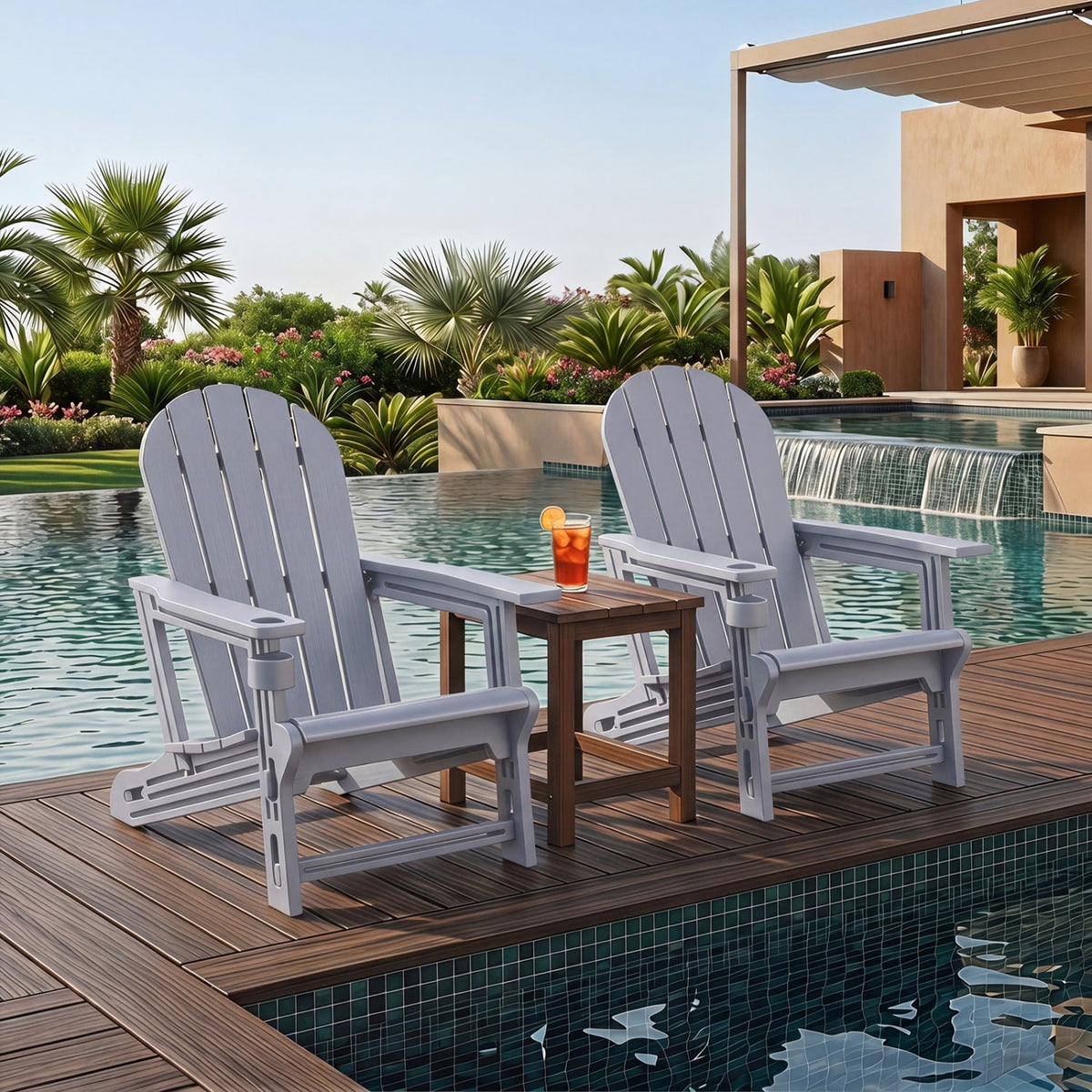HDPE Adirondack Chairs Set of 2 with Cup Holders 8