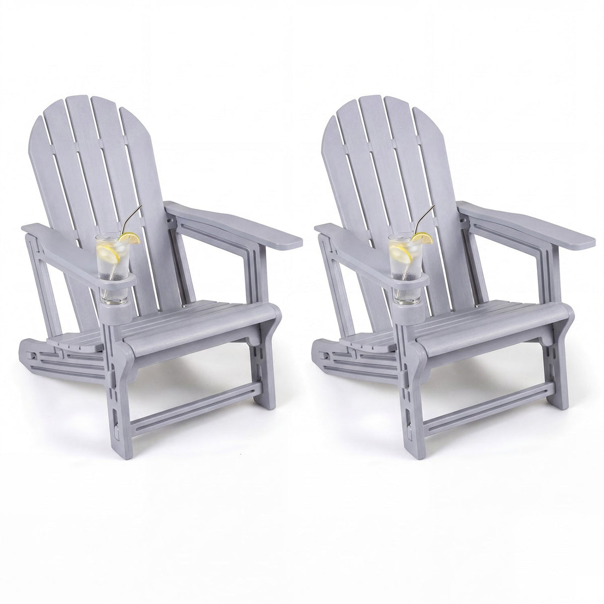 HDPE Adirondack Chairs Set of 2 with Cup Holders 9