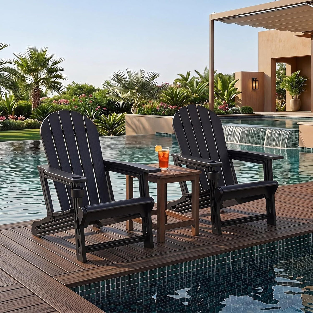 HDPE Adirondack Chairs Set of 2 with Cup Holders 16