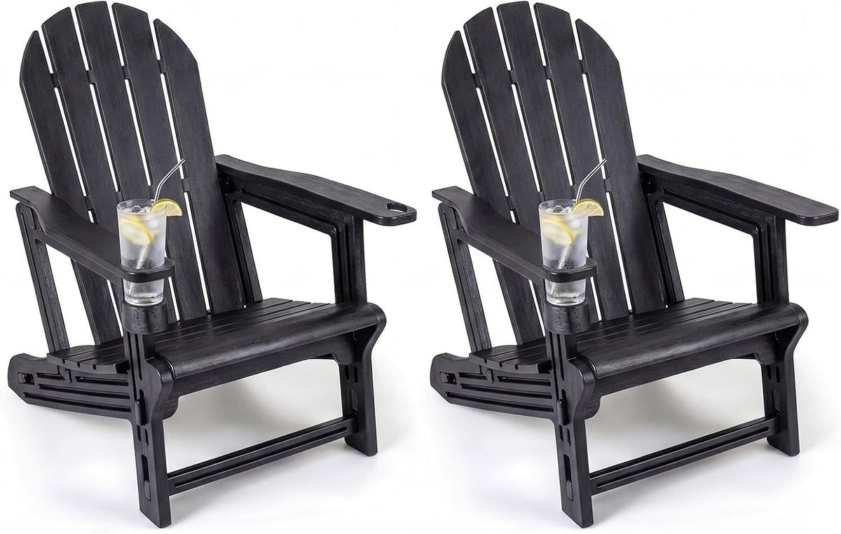 HDPE Adirondack Chairs Set of 2 with Cup Holders 17