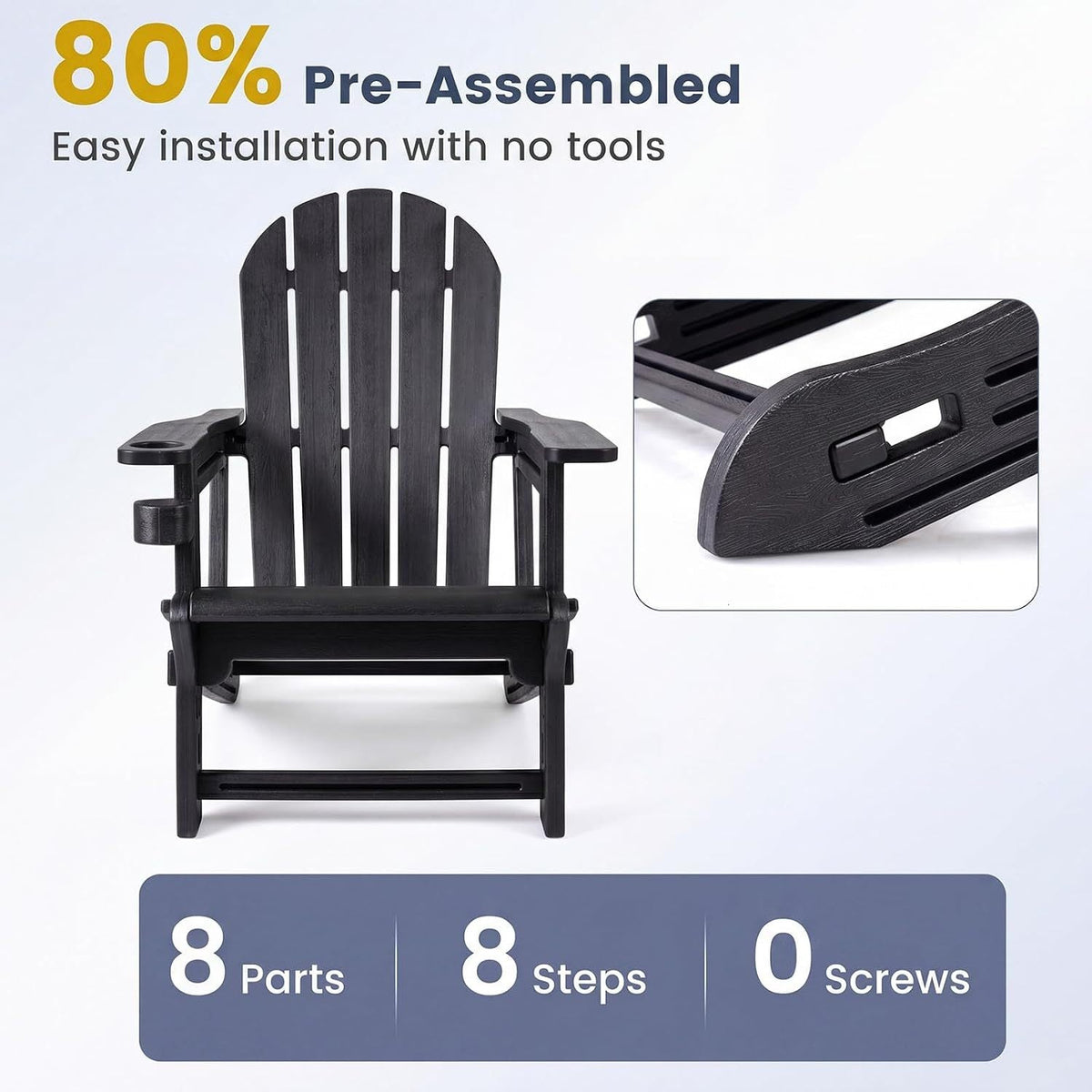 HDPE Adirondack Chairs Set of 2 with Cup Holders 19