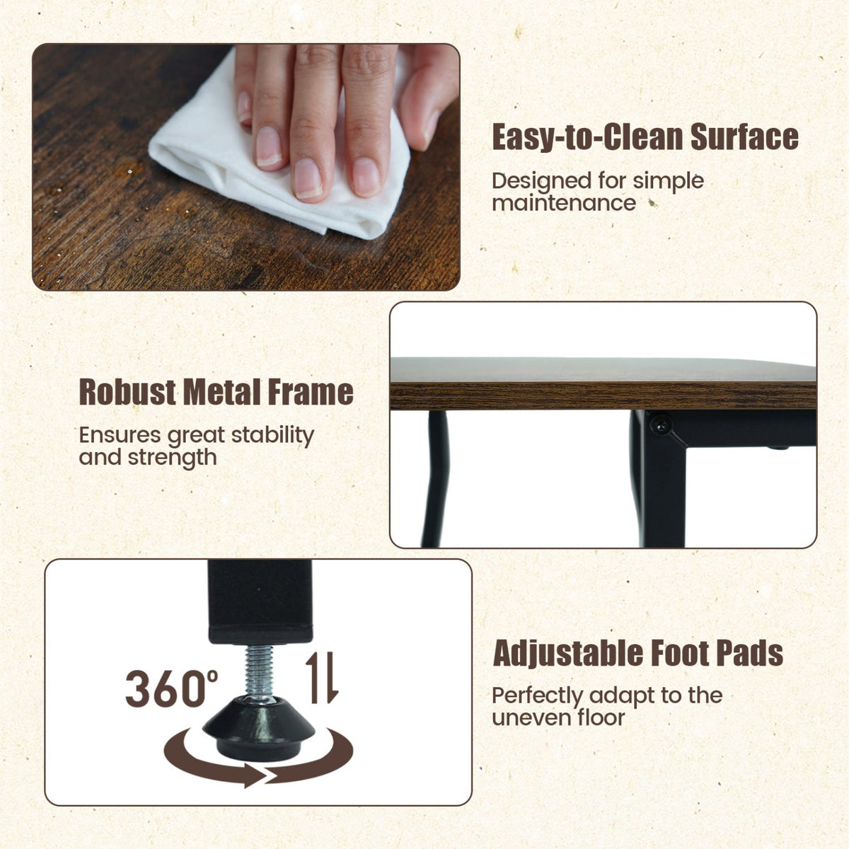 Industrial Side Table with Charging Station & 3-Tier Shelves 8