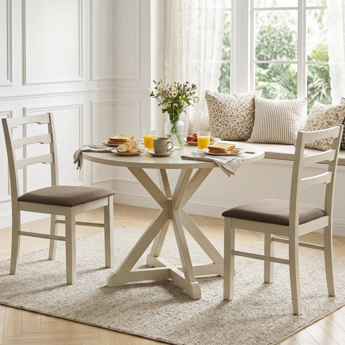 Upholstered Dining Chairs Set of 2 with Wood Frame 1