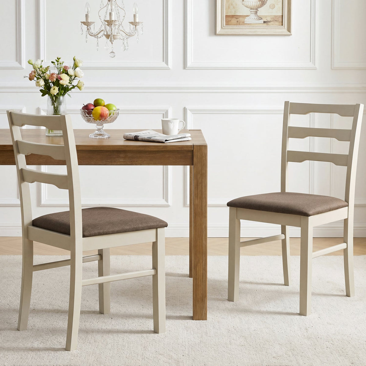 Upholstered Dining Chairs Set of 2 with Wood Frame 2