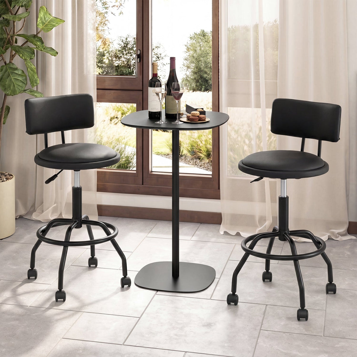 Swivel Bar Stool with Backrest - Height Adjustable 9