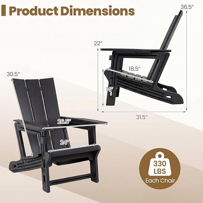 Adirondack Chairs Set of 2 with Cup Holders 18