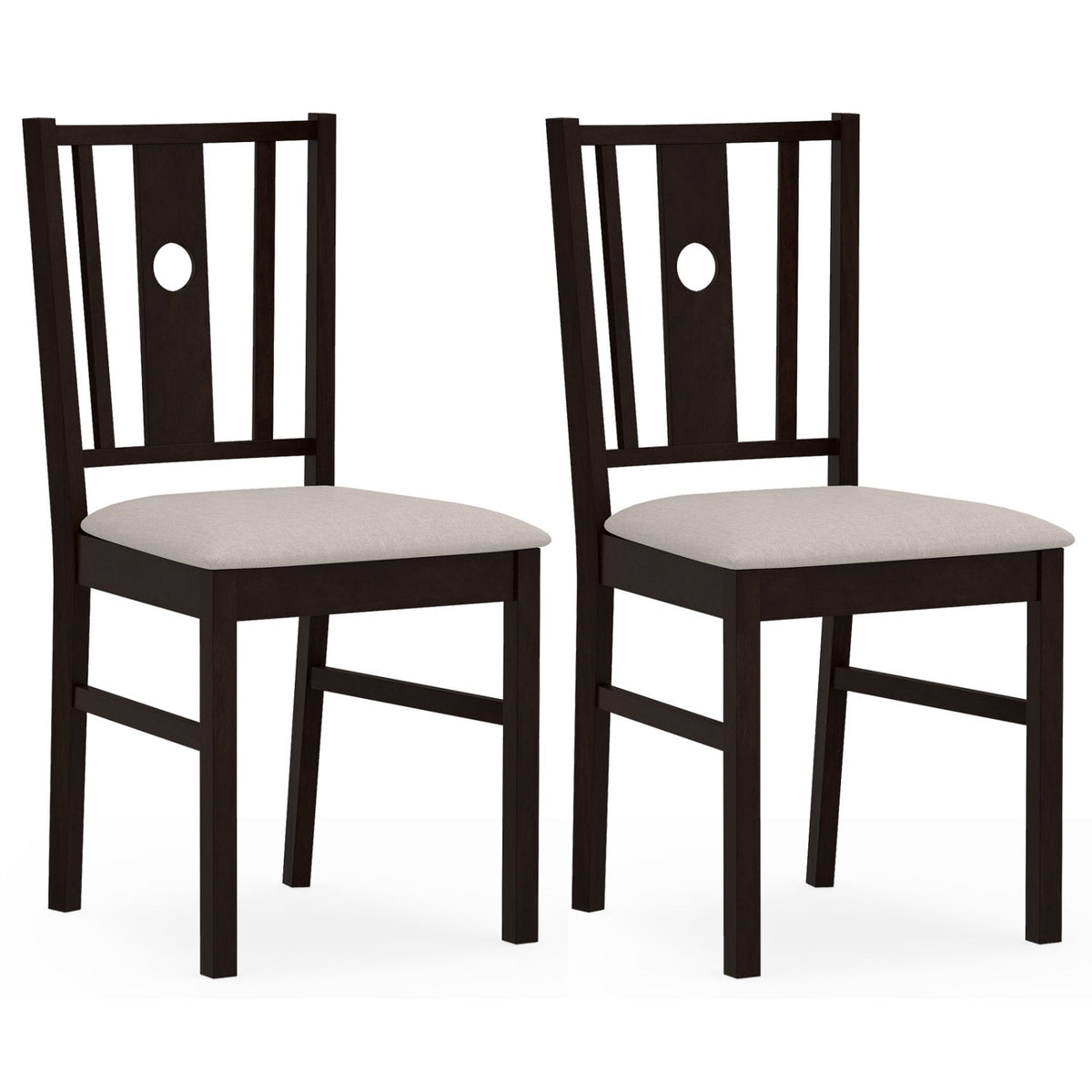 Rubber Wood Dining Chairs with Padded Fabric Seat, Set of 2 3