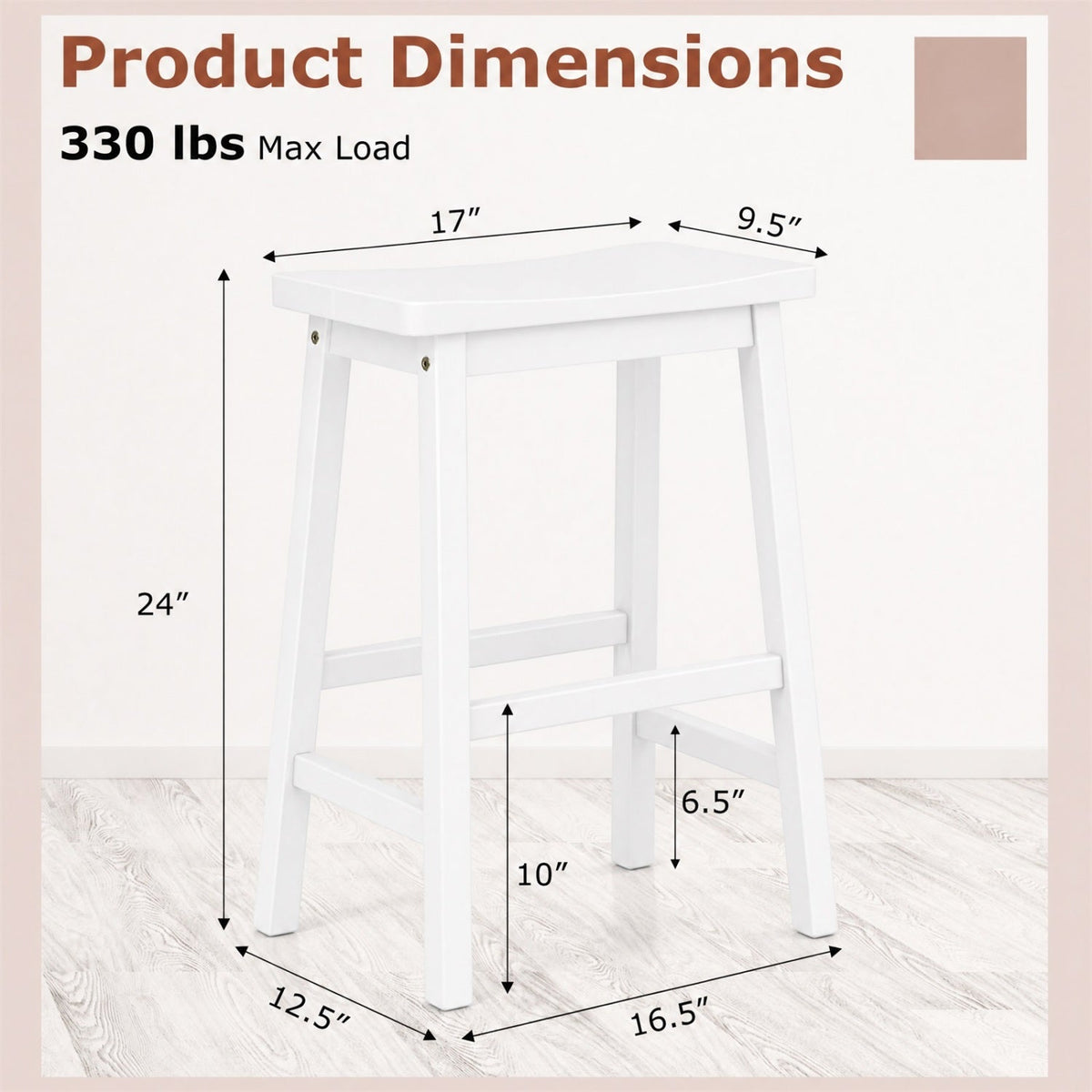 Saddle-Seat Counter Height Stools Set of 2 with Footrests 4