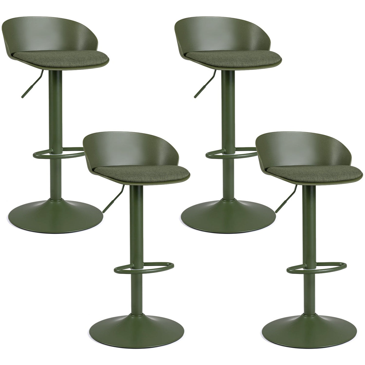 Adjustable Swivel Bar Stools Set of 4 with Back & Footrest 2