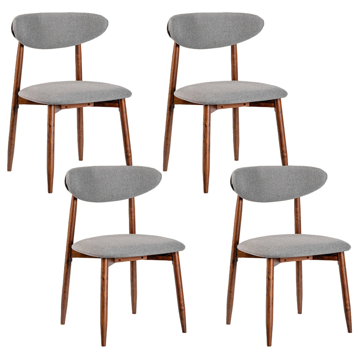 Upholstered Dining Chairs Set of 4 with Curved Backs 7