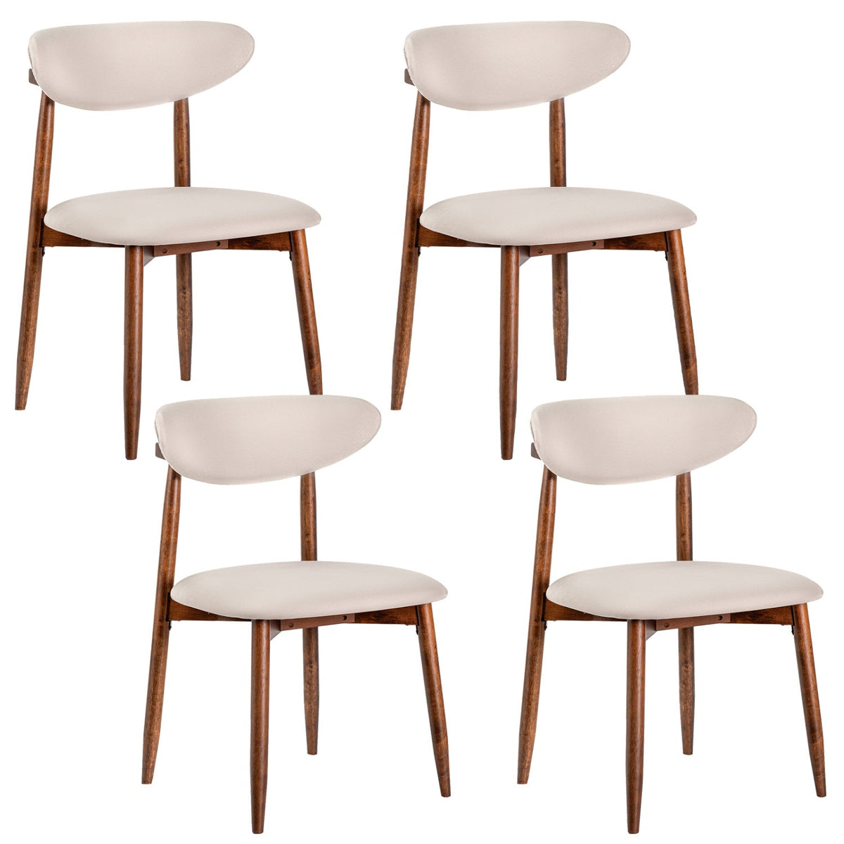 Upholstered Dining Chairs Set of 4 with Curved Backs 2