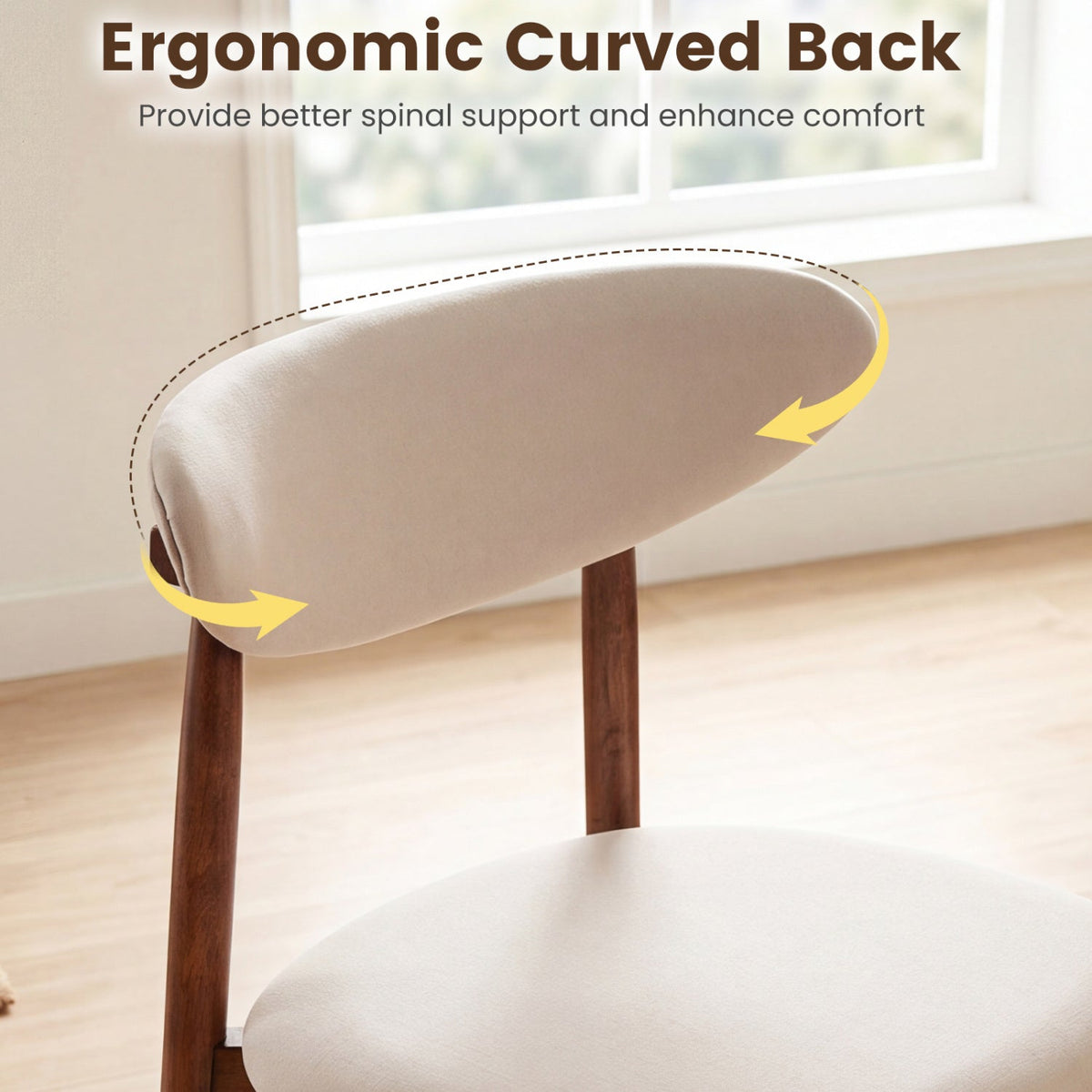 Upholstered Dining Chairs Set of 4 with Curved Backs 6