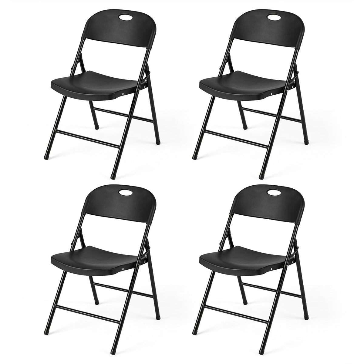 Foldable Plastic Dining Chairs Set of 4 with Ergonomic Backrest 8