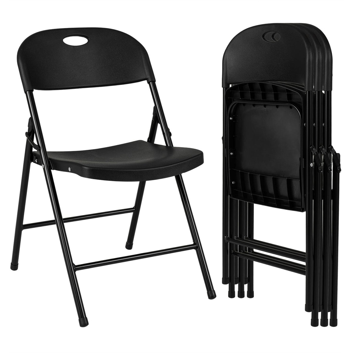 Foldable Plastic Dining Chairs Set of 4 with Ergonomic Backrest 9