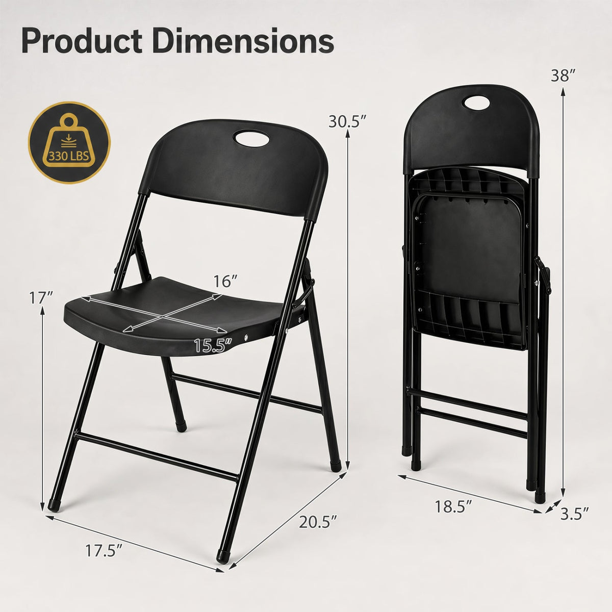 Foldable Plastic Dining Chairs Set of 4 with Ergonomic Backrest 10