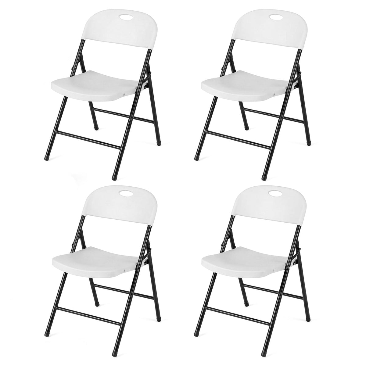 Foldable Plastic Dining Chairs Set of 4 with Ergonomic Backrest 1
