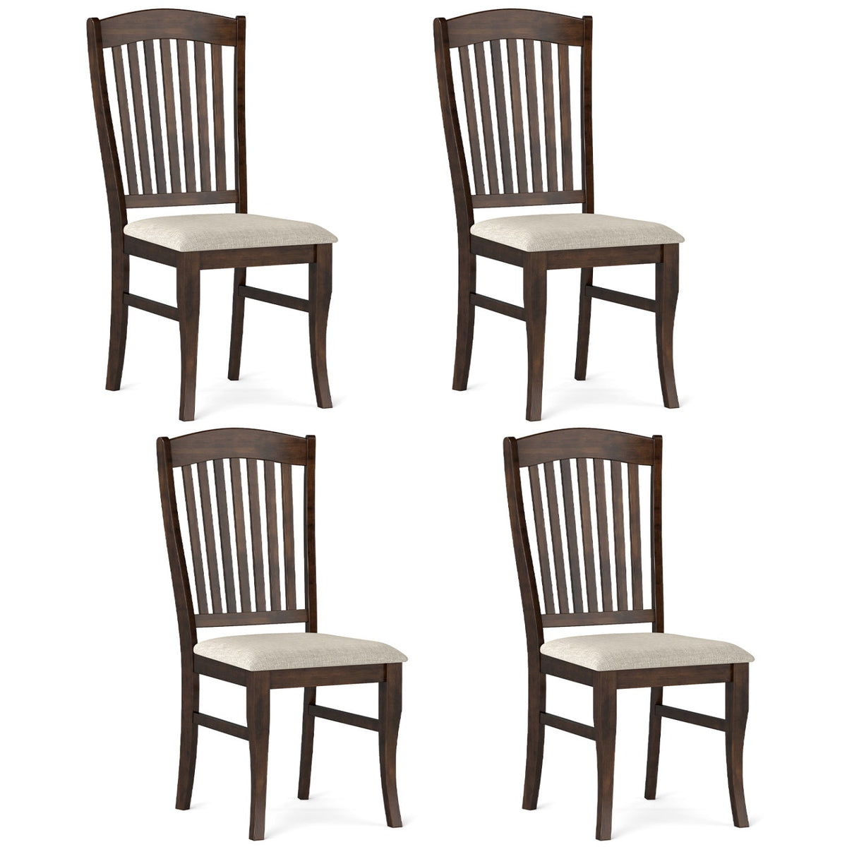 Dining Chairs Set of 4 with Padded Seats and Rubber Wood Frame 3