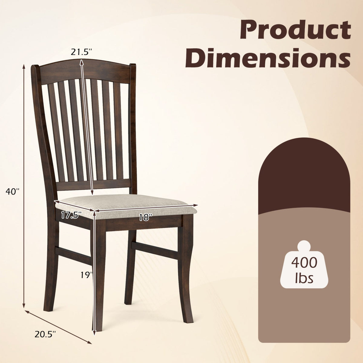 Dining Chairs Set of 4 with Padded Seats and Rubber Wood Frame 4