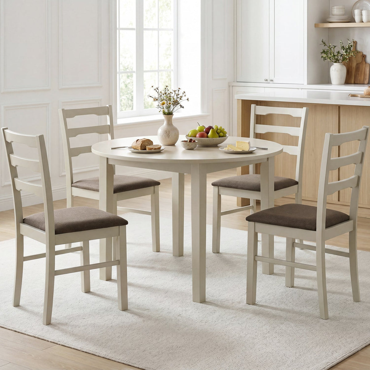 Upholstered Dining Chairs Set of 4 with Wood Frame 2