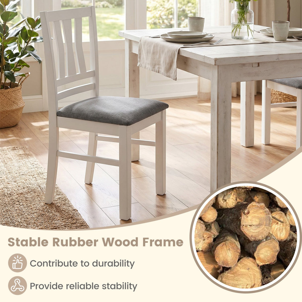 Upholstered Dining Chairs Set of 4 with Wood Frames 5