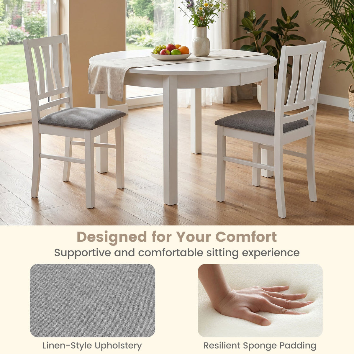 Upholstered Dining Chairs Set of 4 with Wood Frames 6