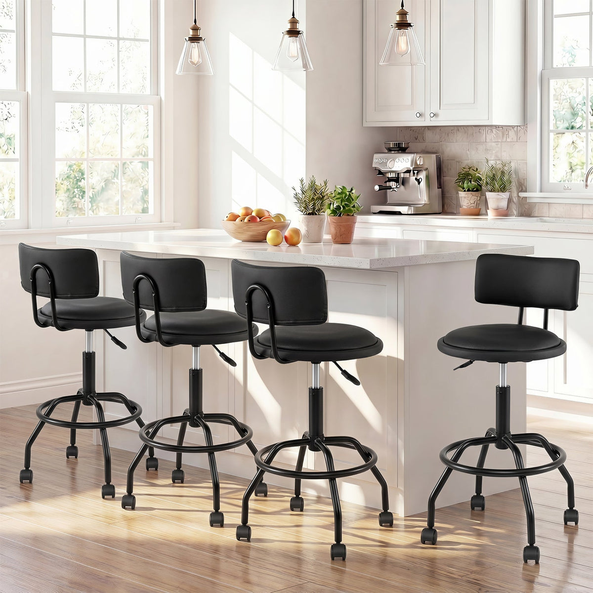 Swivel Bar Stool with Backrest - Height Adjustable 17