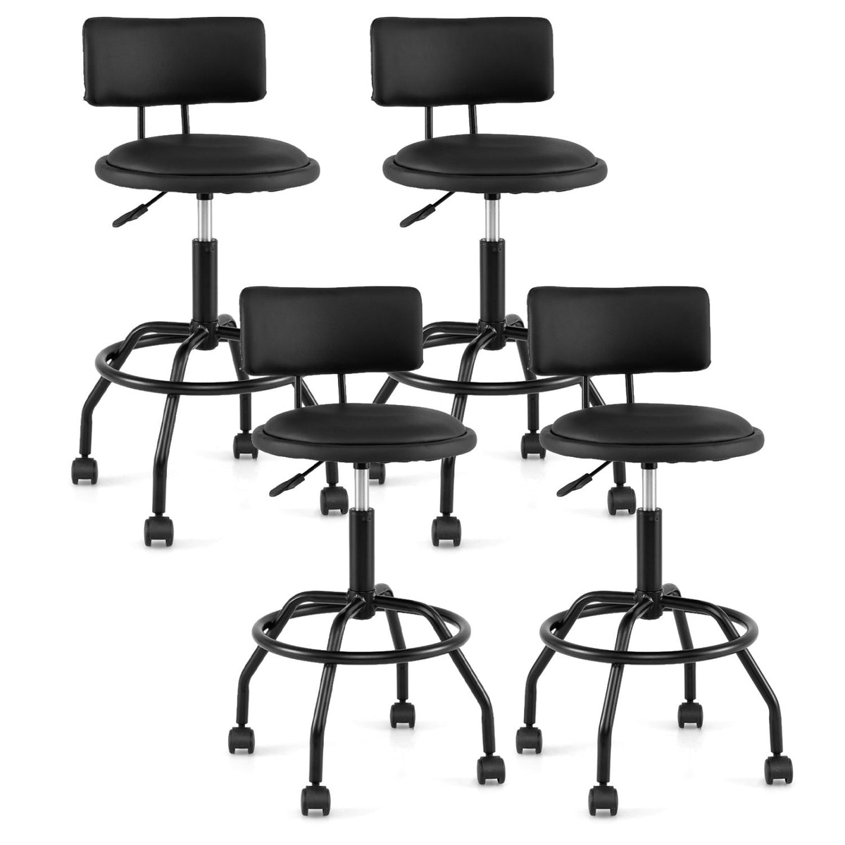 Swivel Bar Stool with Backrest - Height Adjustable 18