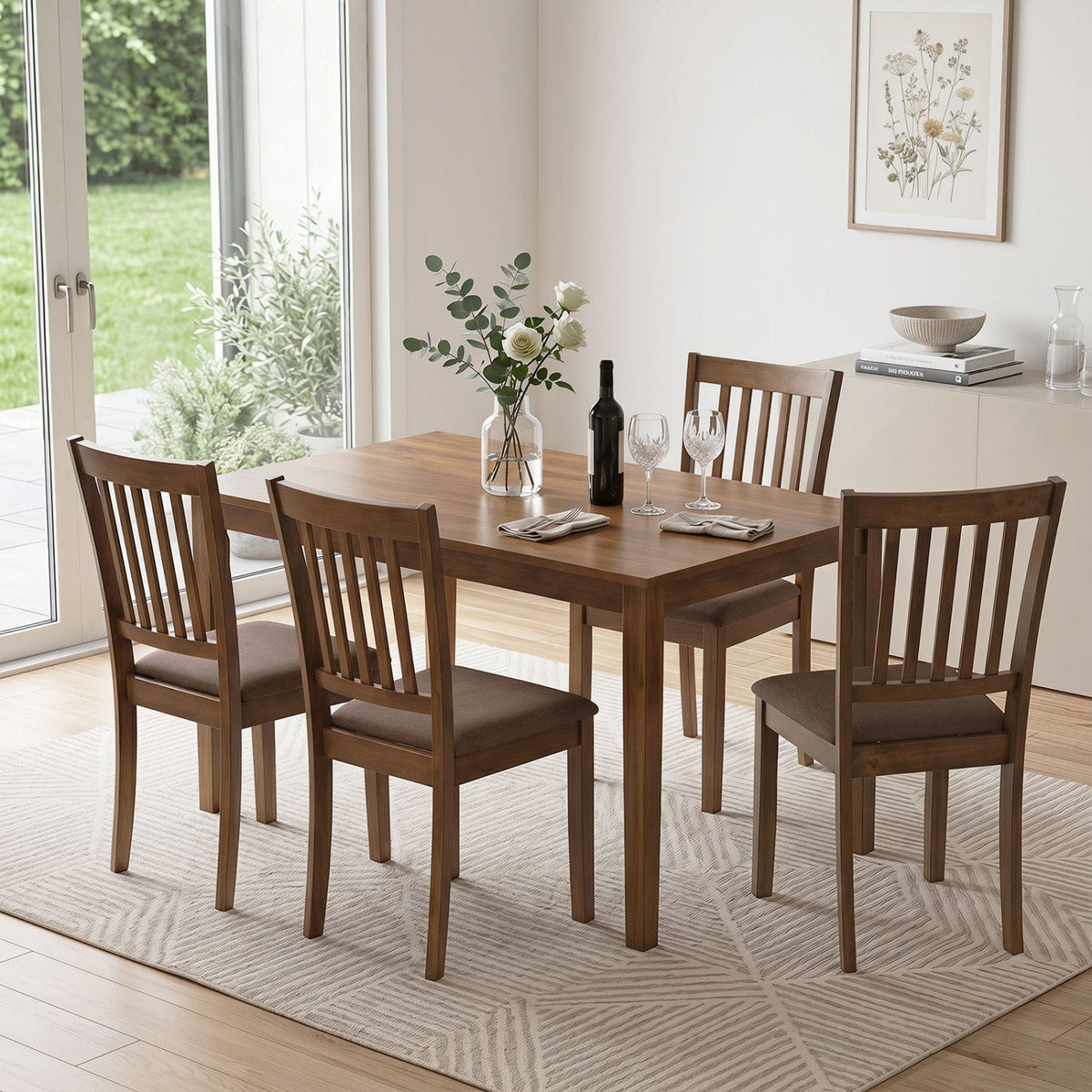 Upholstered Dining Chairs Set of 4 with Rubber Wood Frame 9