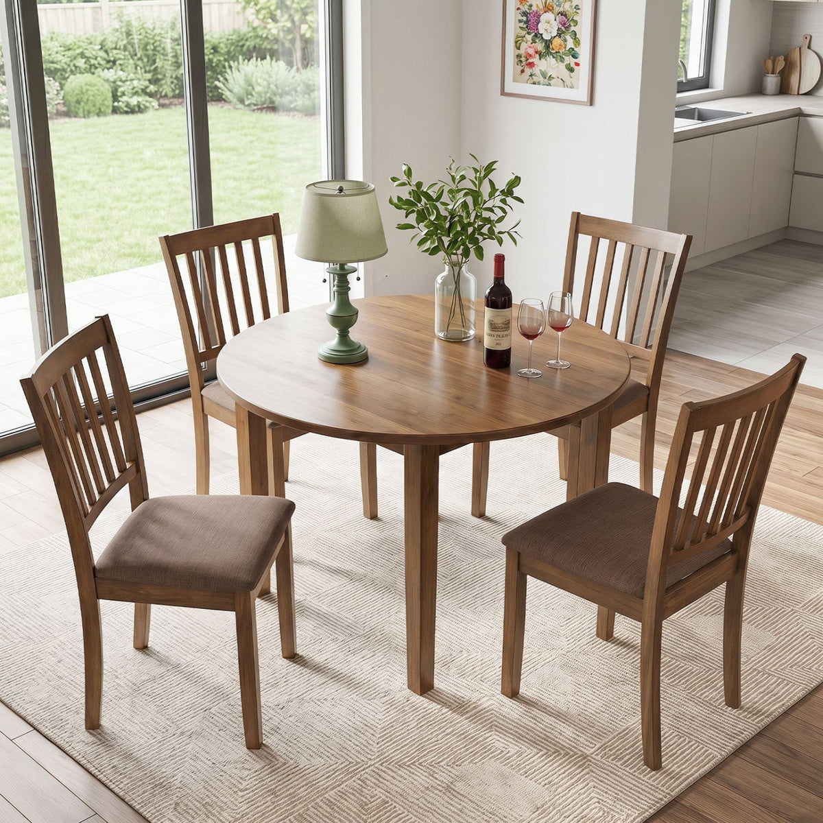 Upholstered Dining Chairs Set of 4 with Rubber Wood Frame 10