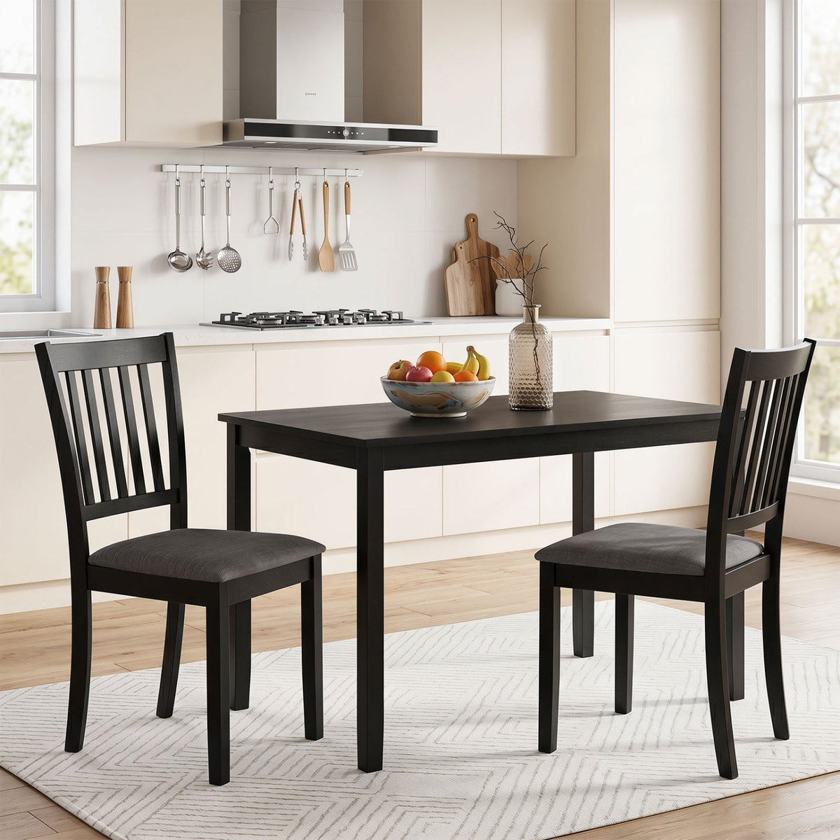 Upholstered Dining Chairs Set of 4 with Rubber Wood Frame 6