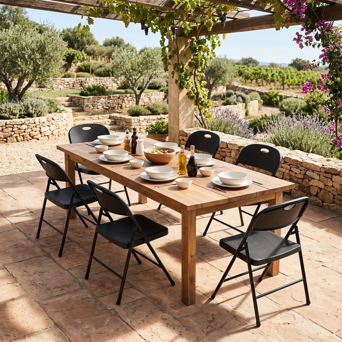 Foldable Plastic Dining Chairs Set of 6 with Ergonomic Backrest 1