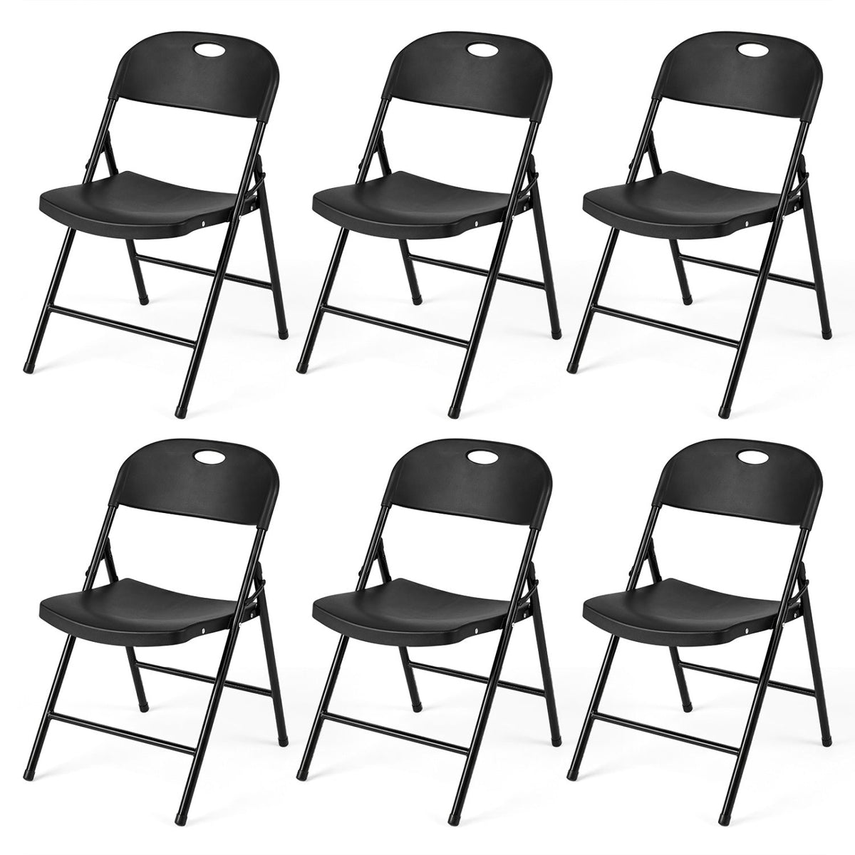 Foldable Plastic Dining Chairs Set of 6 with Ergonomic Backrest 3