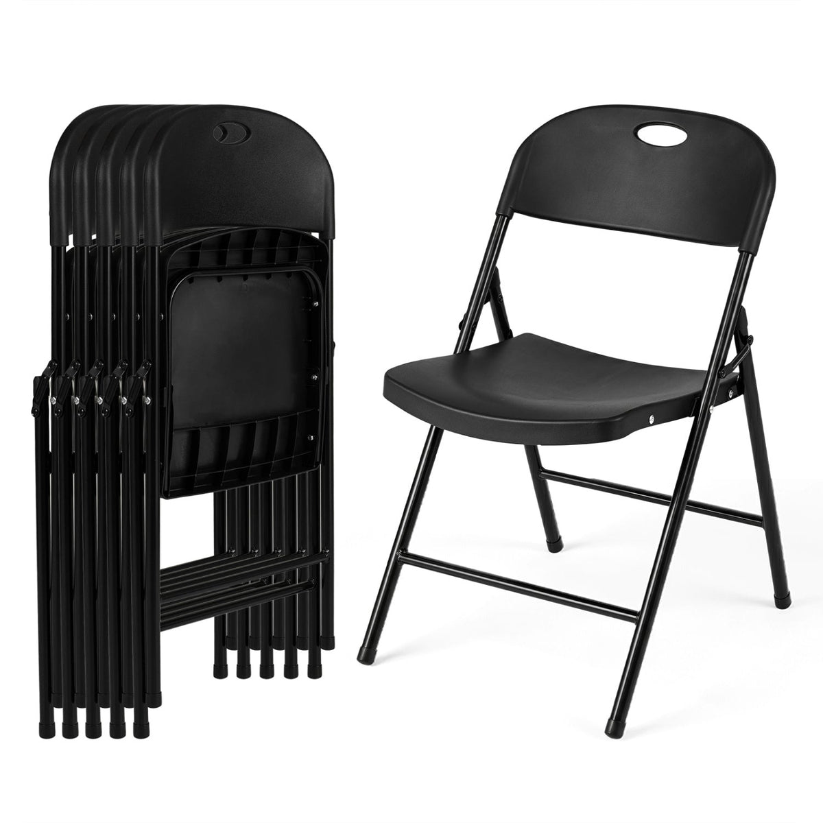 Foldable Plastic Dining Chairs Set of 6 with Ergonomic Backrest 4