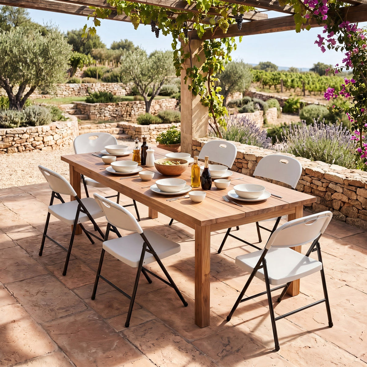 Foldable Plastic Dining Chairs Set of 6 with Ergonomic Backrest 9