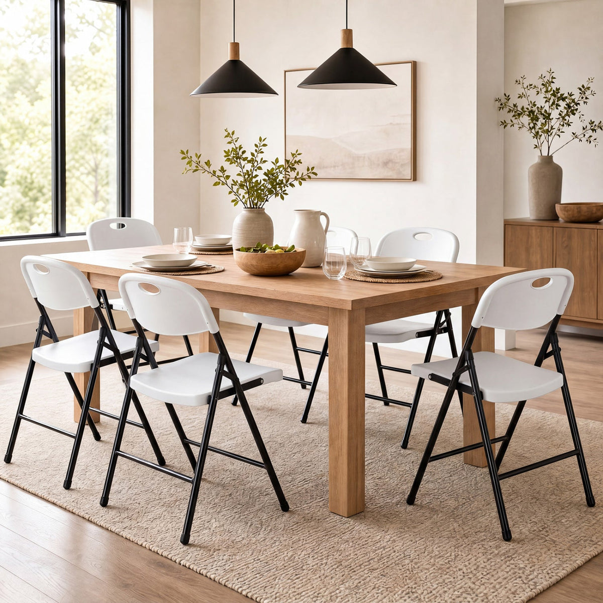 Foldable Plastic Dining Chairs Set of 6 with Ergonomic Backrest 10