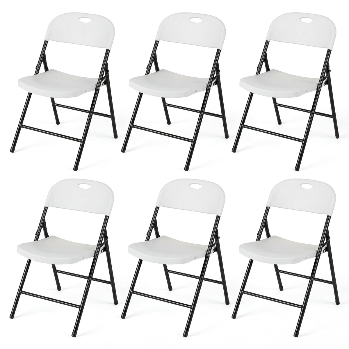 Foldable Plastic Dining Chairs Set of 6 with Ergonomic Backrest 11