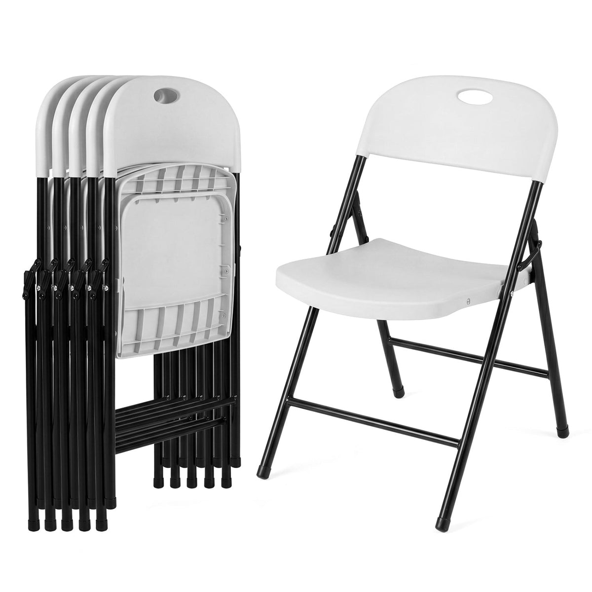Foldable Plastic Dining Chairs Set of 6 with Ergonomic Backrest 12