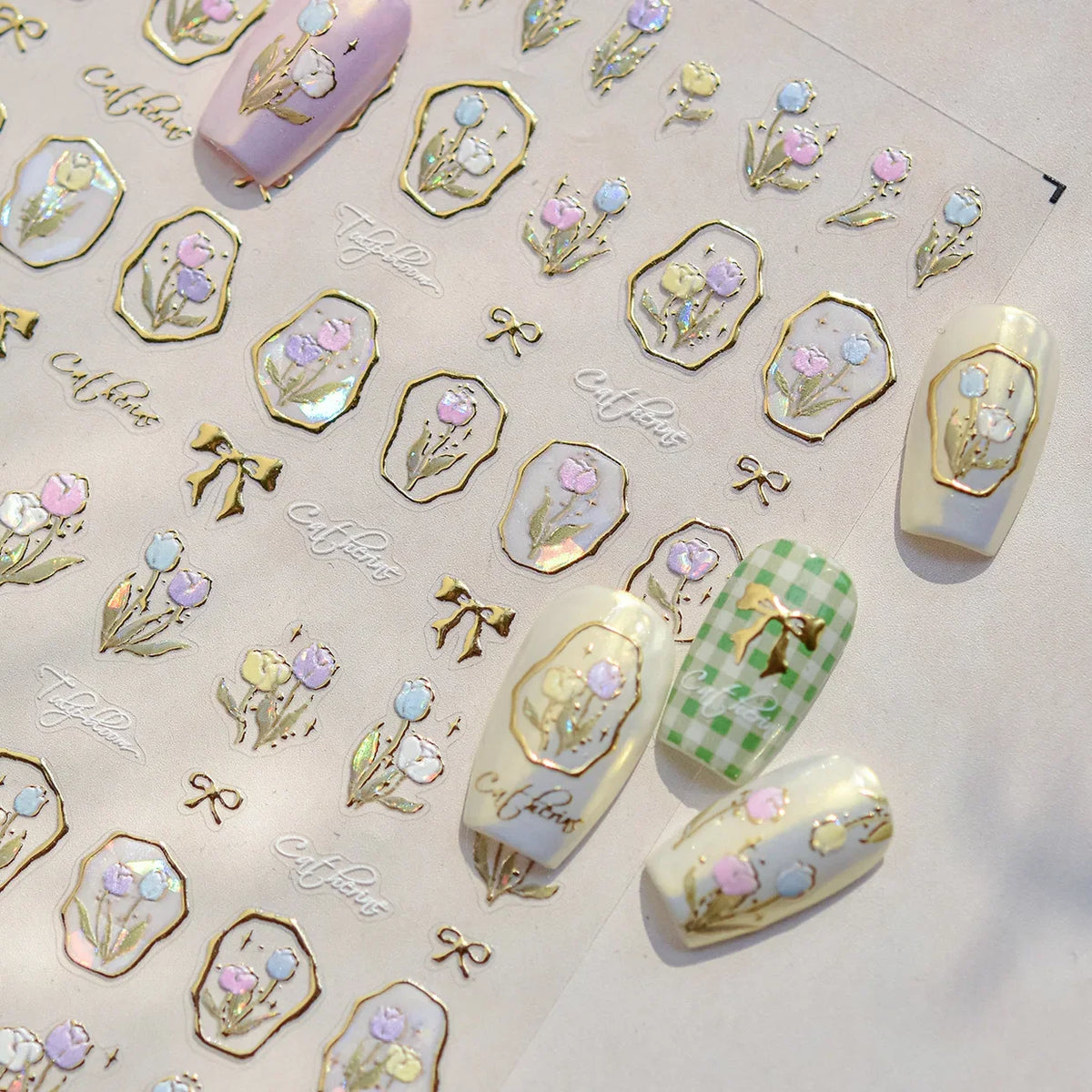 1pcs Dream Flower Window Shell Light Nail Art Stickers Japanese Flower Self Adhesive Stickers Press On Nails Decoration Decals 37