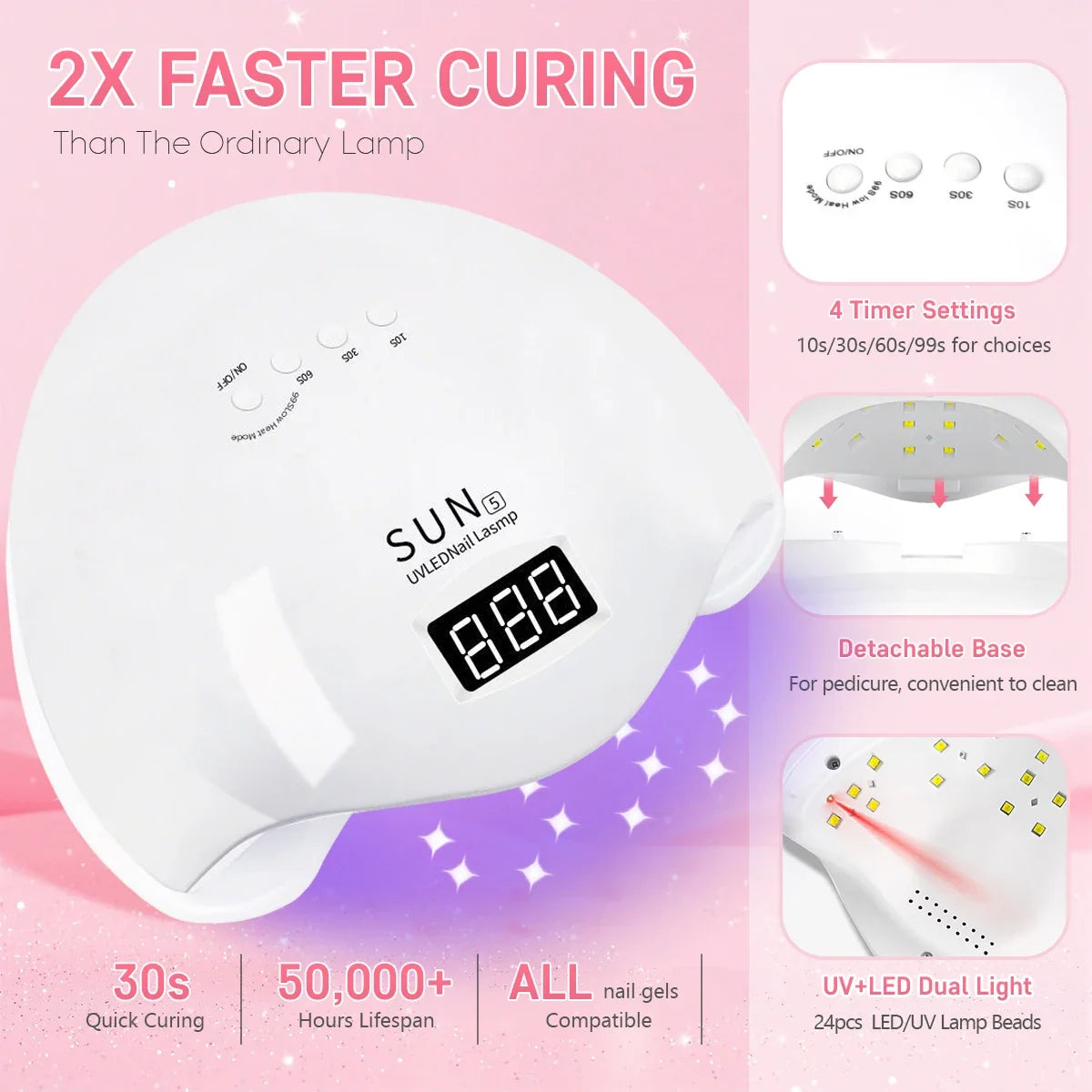 SUN5 UV LED Nail Lamp 48W Nail Dryer For Curing Gel Nail Polish With 4 Timer Automatic Sensor LCD Display Professional Nail Lamp 4