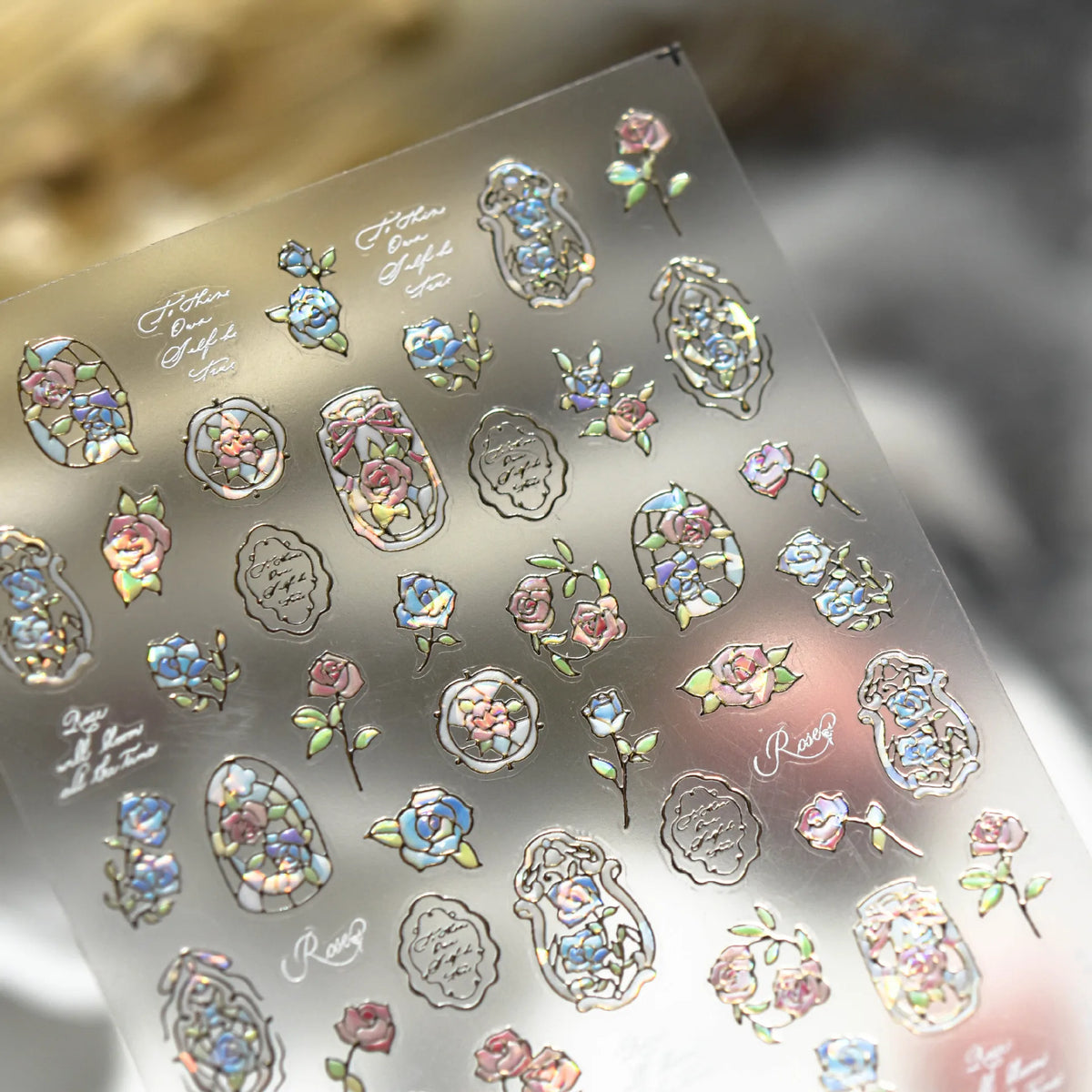 1pcs Dream Flower Window Shell Light Nail Art Stickers Japanese Flower Self Adhesive Stickers Press On Nails Decoration Decals 3