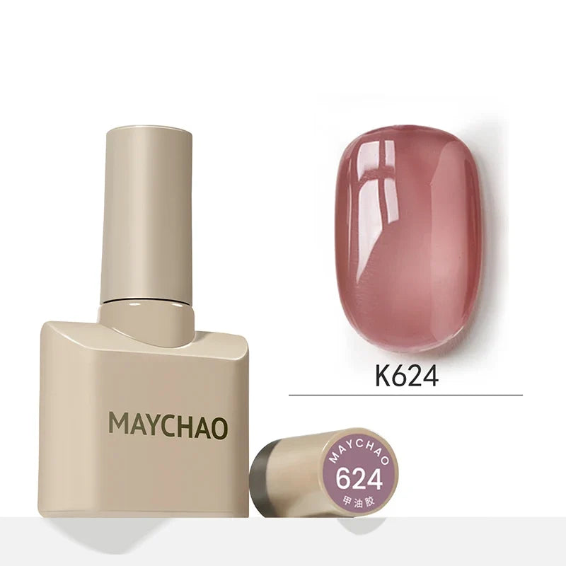MAYCHAO 12ml Jelly Gel Nail Polish Semi Permanent Top Coat Soak Off UV LED Gel Art Nail Varnish Manicure Long Lasting Nail Gel 24