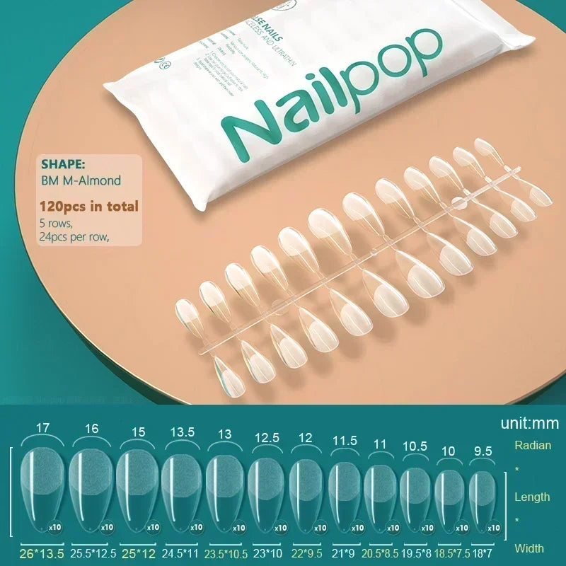 NAILPOP 120pcs Fake Nails Full Cover Press on Nails Coffin Soft Gel American Pose Capsule False Nail Tips for Extension System 35