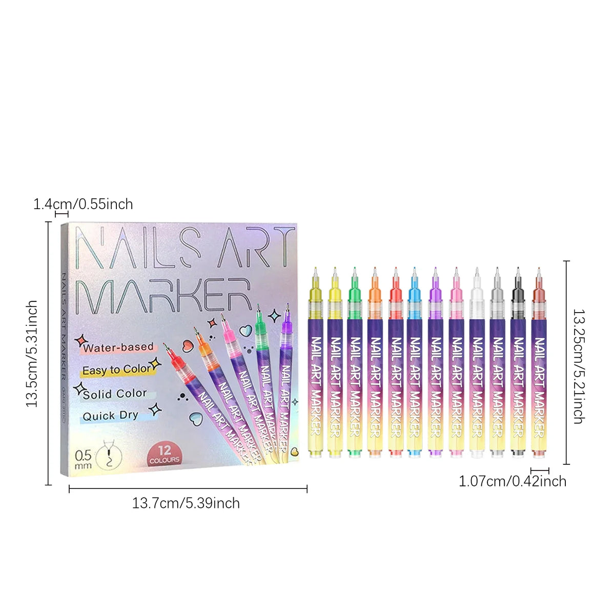 12pcs/Set Nail Art Graffiti Pen DIY Nail Art Painting Pens Abstract Lines Fine Design Multi-Color Drawing Nail Painting Tools 6