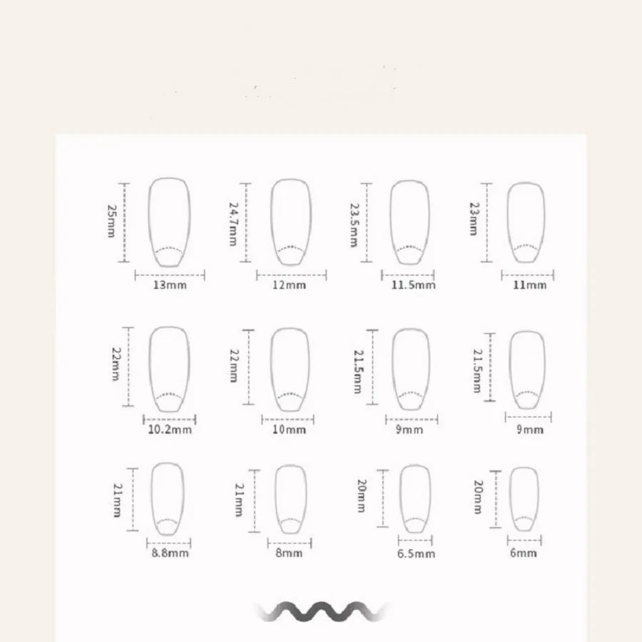 24PCS/1BOX  Dark Wind Gradient Long White Bow Nail Patch Fake Nails 4