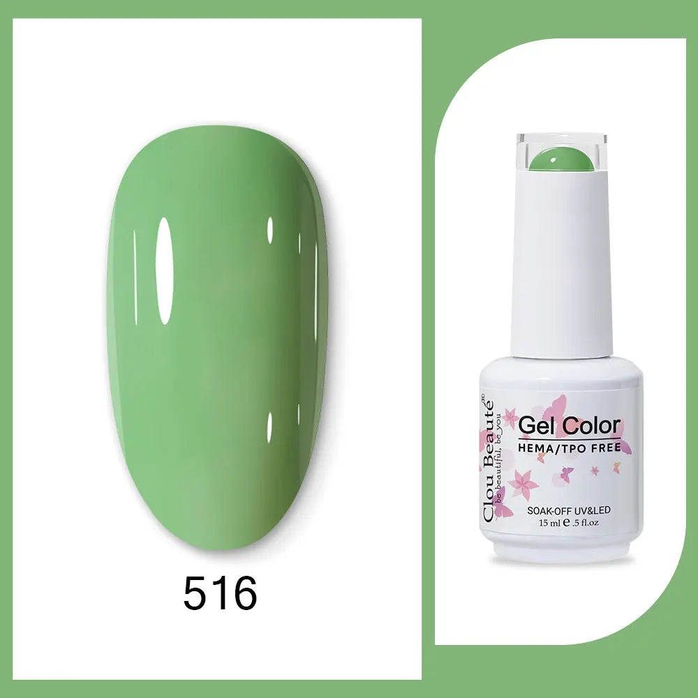 Clou Beaute 15ml Red Black White Green Neon Gel Nail Polish Base Top Coat Velvet Top 400 Colors Semi Permanent Gel Nail Varnish 109