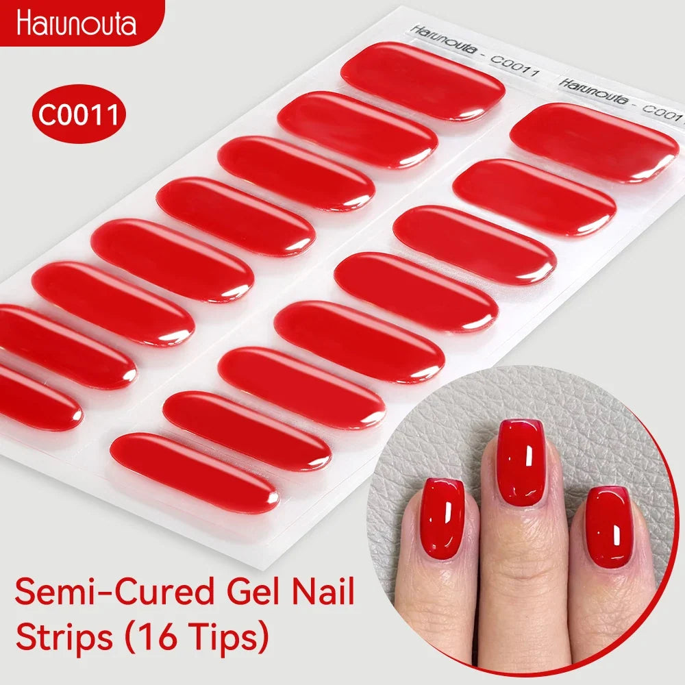 Gradient Auroras Semi Cured Gel Nail Strips Sparkly Shinning DIY Gel Polish Stickers for Nails Works with UV/LED Nail Lamps 28